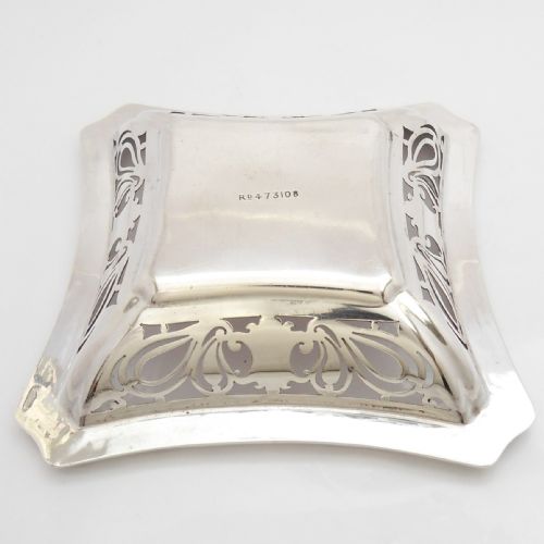 PRETTY EDWARDIAN SILVER SQUARE BON BON DISH HALLMARKED BIRMINGHAM 1908 BY S GLASS - ADDITIONAL PHOTO 1