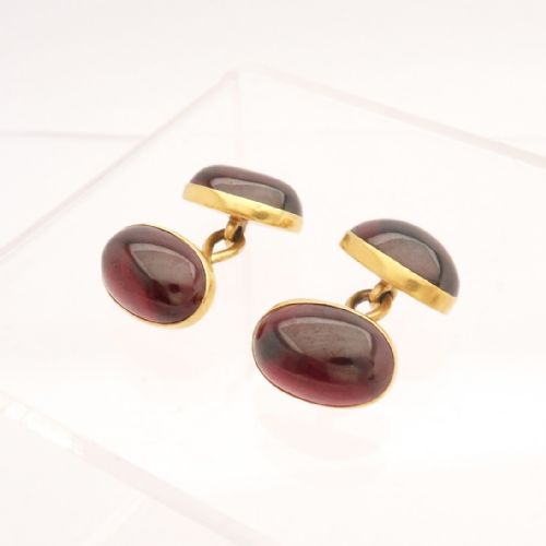 VICTORIAN GARNET CUFFLINKS STUDS SET 15CT GOLD C 1860 - ADDITIONAL PHOTO 3
