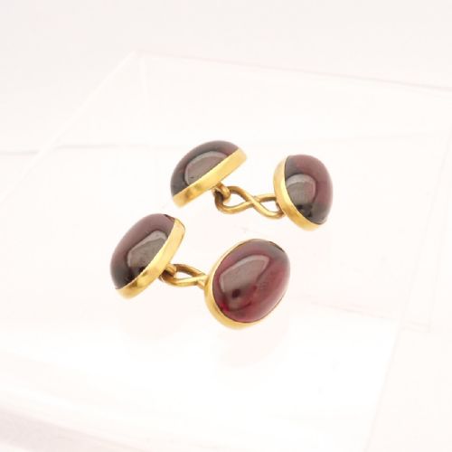 VICTORIAN GARNET CUFFLINKS STUDS SET 15CT GOLD C 1860 - ADDITIONAL PHOTO 5