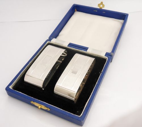 cased pair of fine silver napkin rings birm' 1953 coronation mark - CATEGORY: ANTIQUE SILVER - DATED 1950