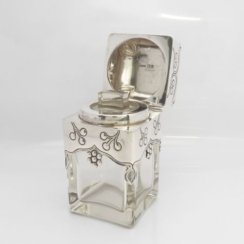 SUPERB ART NOUVEAU SILVER GLASS SCENT BOTTLE - ADDITIONAL PHOTO 4