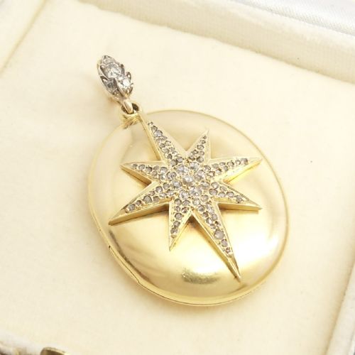 superb victorian 18ct gold diamond encrusted star locket - CATEGORY: ANTIQUE JEWELLERY - DATED VICTORIAN