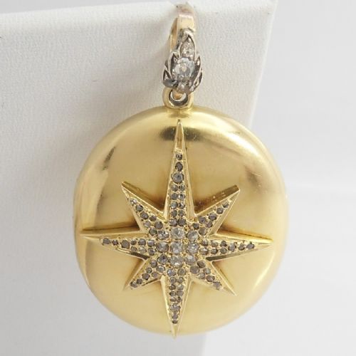 SUPERB VICTORIAN 18CT GOLD DIAMOND ENCRUSTED STAR LOCKET - ADDITIONAL PHOTO 1