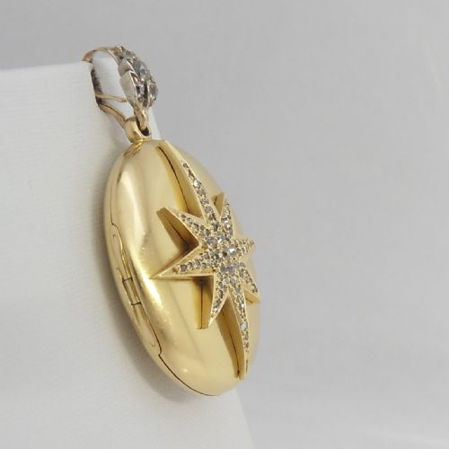 SUPERB VICTORIAN 18CT GOLD DIAMOND ENCRUSTED STAR LOCKET - ADDITIONAL PHOTO 2