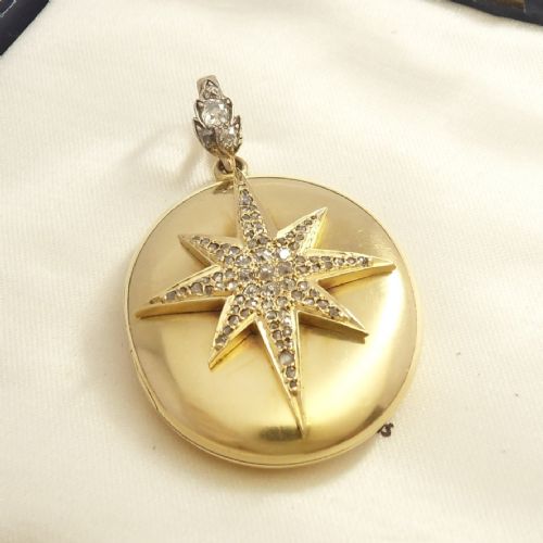 SUPERB VICTORIAN 18CT GOLD DIAMOND ENCRUSTED STAR LOCKET - ADDITIONAL PHOTO 3