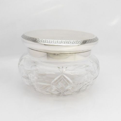 fig 1. MAPPIN & WEBB SILVER LIDDED GLASS POWDER BOWL LONDON 1928