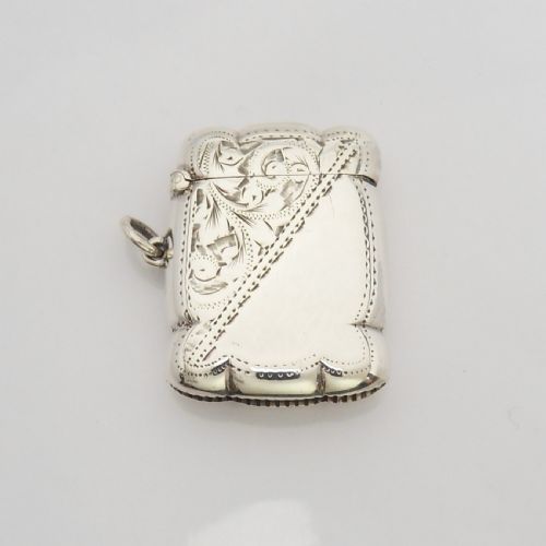 handsome victorian silver vesta case birmingham 1911 - CATEGORY: ANTIQUE SILVER - DATED VICTORIAN