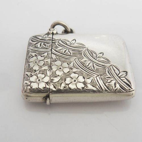 UNUSUALLY ENGRAVED VICTORIAN SILVER VESTA CASE - ADDITIONAL PHOTO 4