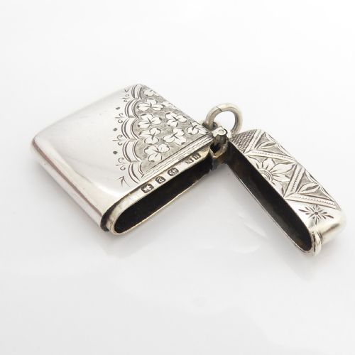 UNUSUALLY ENGRAVED VICTORIAN SILVER VESTA CASE - ADDITIONAL PHOTO 5