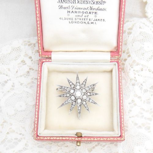 BEAUTIFUL ANTIQUE DIAMOND STARBURST BROOCH PENDANT - ADDITIONAL PHOTO 6