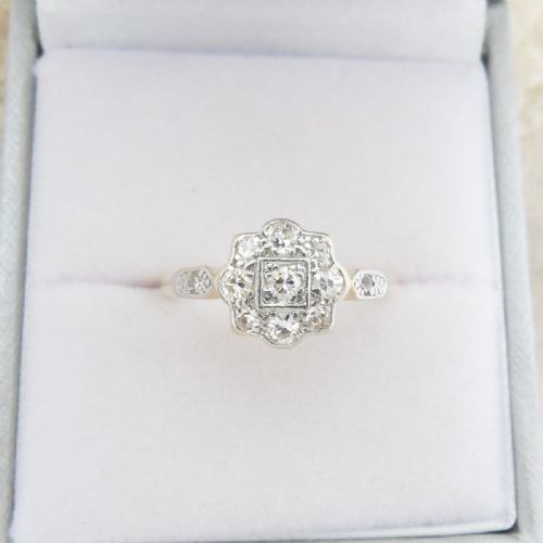 DAZZLING 18CT GOLD ART DECO DIAMOND SET RING SIZE M - ADDITIONAL PHOTO 2