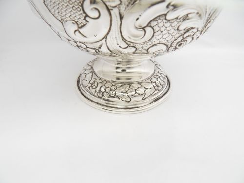 SUPERB VICTORIAN SILVER BOWL BEAUTIFULLY EMBOSSED LONDON 1900 - ADDITIONAL PHOTO 1