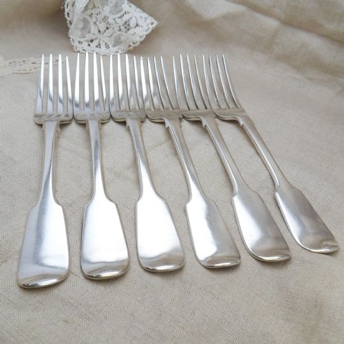 SET OF 6 HEAVY SILVER FIDDLE PATTERN FORKS LONDON 1835 1838 - ADDITIONAL PHOTO 6