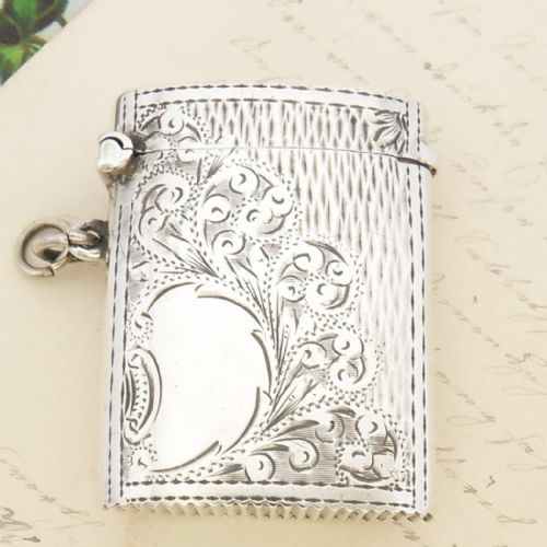 FINE RARE EDWARDIAN SILVER VESTA CASE BIRMINGHAM 1903 - ADDITIONAL PHOTO 1