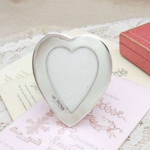 Petite Edwardian Heart Shaped Silver Photograph Frame Birmingham 1903