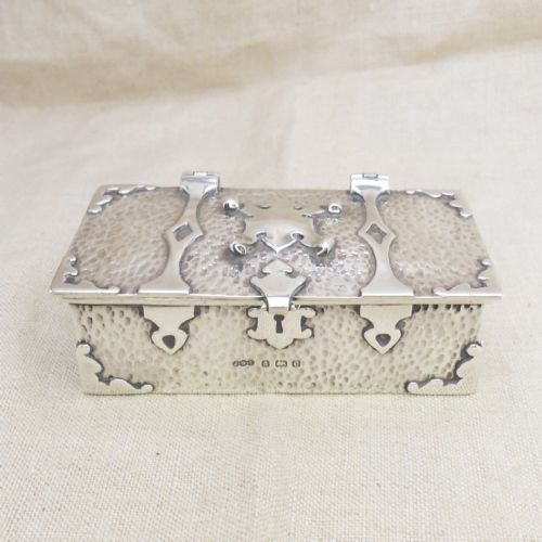 STUNNING ARTS CRAFTS SILVER CASKET TRINKET BOX BIRMINGHAM 1908 J W TIPTAFT - ADDITIONAL PHOTO 1