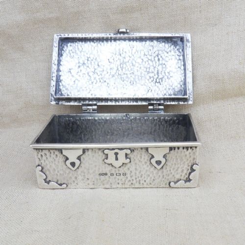 STUNNING ARTS CRAFTS SILVER CASKET TRINKET BOX BIRMINGHAM 1908 J W TIPTAFT - ADDITIONAL PHOTO 2