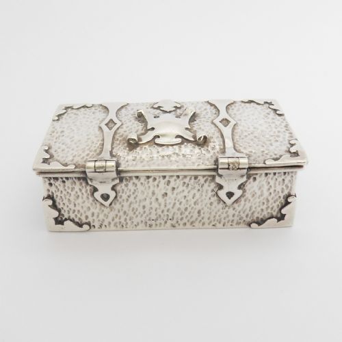 STUNNING ARTS CRAFTS SILVER CASKET TRINKET BOX BIRMINGHAM 1908 J W TIPTAFT - ADDITIONAL PHOTO 6