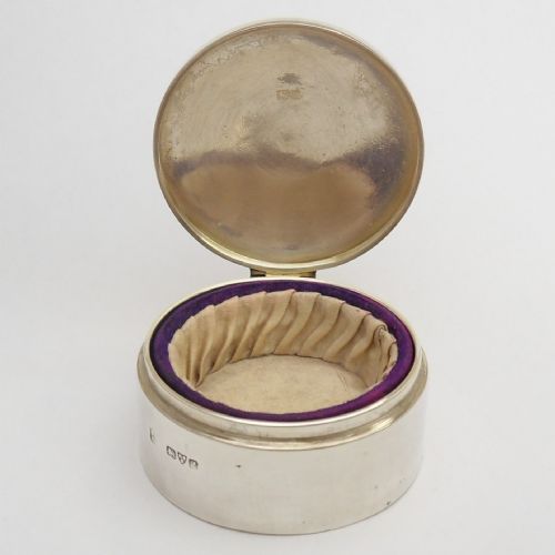 BEAUTIFUL CIRCULAR SILVER TRINKET BOX CHESTER 1911 - ADDITIONAL PHOTO 3