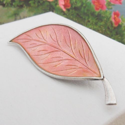 GORGEOUS SILVER PINK ENAMEL BROOCH BY BRD BJORKLUND - ADDITIONAL PHOTO 1