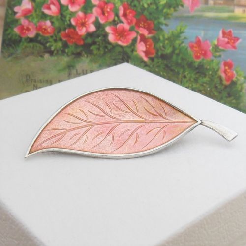 GORGEOUS SILVER PINK ENAMEL BROOCH BY BRD BJORKLUND - ADDITIONAL PHOTO 2