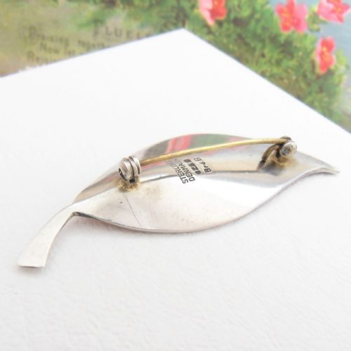 GORGEOUS SILVER PINK ENAMEL BROOCH BY BRD BJORKLUND - ADDITIONAL PHOTO 4