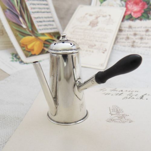edwardian silver miniature chocolate pot pepper hallmarked chester 1904 - CATEGORY: ANTIQUE SILVER - DATED EDWARDIAN