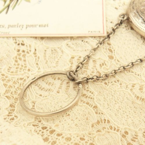 SILVER POWDER COMPACT ORIGINAL PUFF FINGER CHAIN BIRM' 1916 - ADDITIONAL PHOTO 9