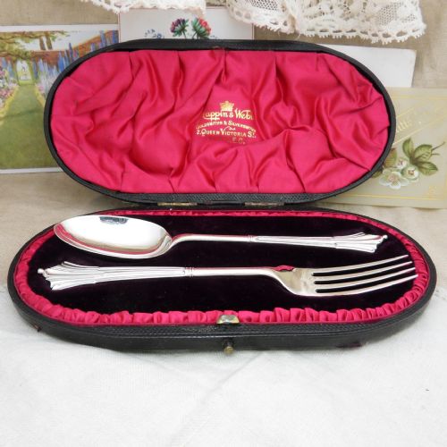 beautiful albany pattern edwardian silver christening set hallmarked london 1902 francis higgins ii - CATEGORY: ANTIQUE SILVER - DATED EDWARDIAN