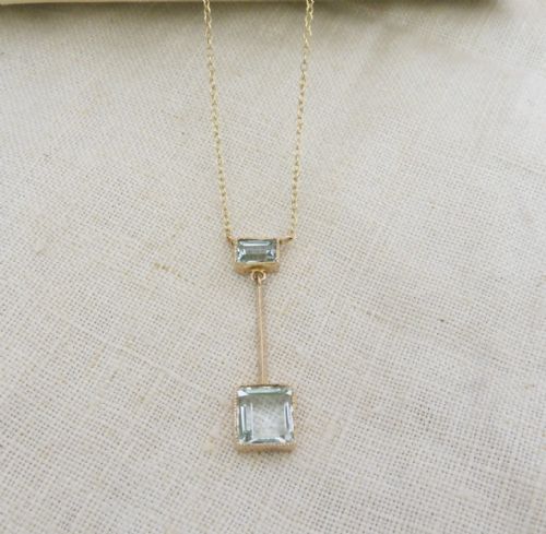 CAPTIVATING ART DECO 9CT GOLD AQUAMARINE SET NECKLACE - ADDITIONAL PHOTO 5