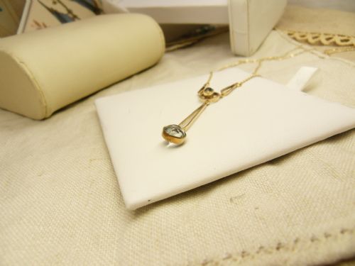 VERY PRETTY 9CT GOLD ART DECO AQUAMARINE SET NECKLACE - ADDITIONAL PHOTO 1