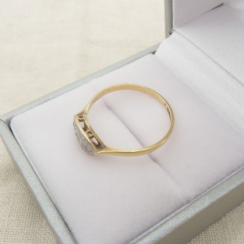 PRETTY 18CT GOLD ART DECO DIAMOND SET RING - ADDITIONAL PHOTO 3