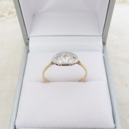 PRETTY 18CT GOLD ART DECO DIAMOND SET RING - ADDITIONAL PHOTO 6