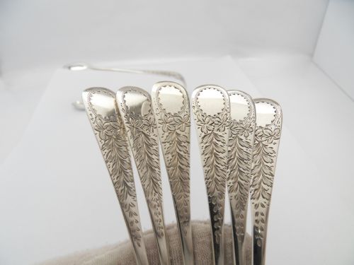 ELEGANT CASED SET OF SILVER TEASPOONS SUGAR TONGS SHEFFIELD 1899 - ADDITIONAL PHOTO 2