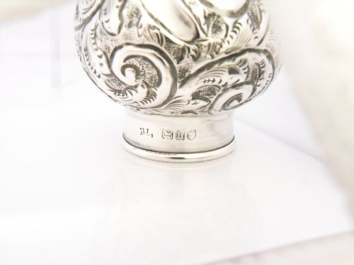 ATTRACTIVE HEAVY CUT GLASS SILVER TOPPED SCENT BOTTLE BIRM' 1922 - ADDITIONAL PHOTO 9
