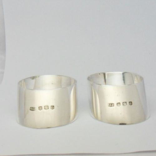 PAIR OF SLANTED ART DECO SILVER NAPKIN RINGS SHEFFIELD 1938 - ADDITIONAL PHOTO 4