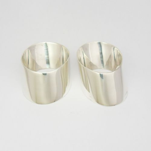 PAIR OF SLANTED ART DECO SILVER NAPKIN RINGS SHEFFIELD 1938 - ADDITIONAL PHOTO 5