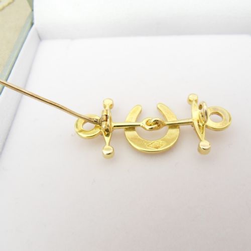 VICTORIAN HORSESHOE SEED PEARL SET 15CT GOLD BROOCH - ADDITIONAL PHOTO 1