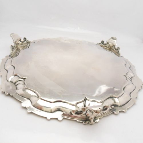 VICTORIAN SILVER CARD TRAY HALLMARKED LONDON 1857 E J BARNARD - ADDITIONAL PHOTO 4