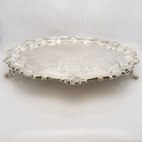 VICTORIAN SILVER CARD TRAY HALLMARKED LONDON 1857 E J BARNARD - ADDITIONAL PHOTO 5