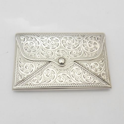 superb envelope form silver card case hallmarked birmingham 1916 by adie lovekin ltd - CATEGORY: ANTIQUE SILVER - DATED 1920