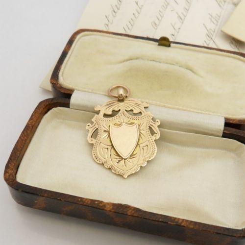 9ct rose gold engraved fob hallmarked birmingham 1914 - CATEGORY: ANTIQUE JEWELLERY - DATED 1910