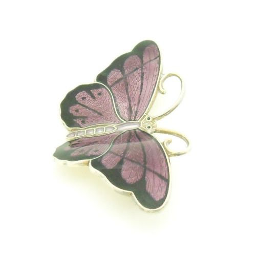 fig 2. Vintage Norwegian silver & purple enamel butterfly brooch by Hroar Prydz
