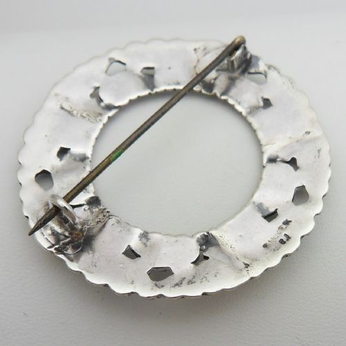 VINTAGE SILVER ENAMEL WREATH BROOCH BY BERNARD INSTONE C192030'S - ADDITIONAL PHOTO 4