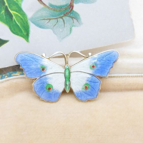 antique silver enamel butterfly brooch by albert carter - CATEGORY: ANTIQUE JEWELLERY - DATED 1920