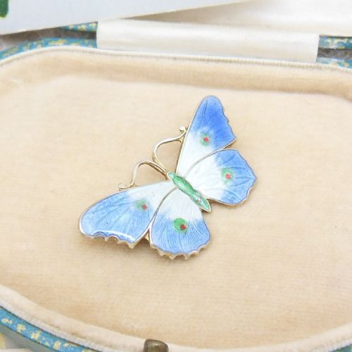ANTIQUE SILVER ENAMEL BUTTERFLY BROOCH BY ALBERT CARTER - ADDITIONAL PHOTO 2
