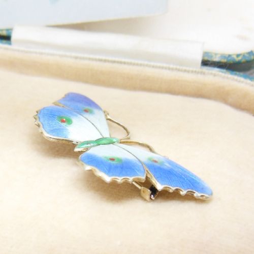 ANTIQUE SILVER ENAMEL BUTTERFLY BROOCH BY ALBERT CARTER - ADDITIONAL PHOTO 3