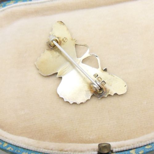 ANTIQUE SILVER ENAMEL BUTTERFLY BROOCH BY ALBERT CARTER - ADDITIONAL PHOTO 4