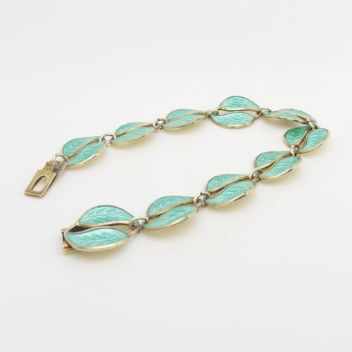 SILVER GILT AND SEA GREEN ENAMEL BRACELET DAVID ANDERSEN - ADDITIONAL PHOTO 3