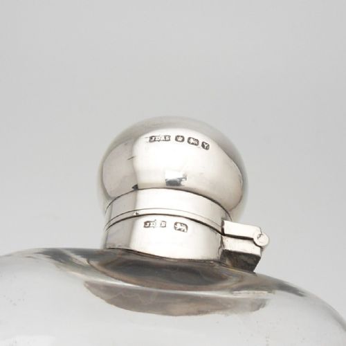 VICTORIAN SILVER GLASS HIP FLASK WITH REMOVABLE CUP - ADDITIONAL PHOTO 1